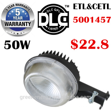 ETL DLC 5 años de garantía 125lm / w 30w 50w 70w LED Luz de calle Retrofit Amanece a Amanecer LED Lámpara de patio de granero